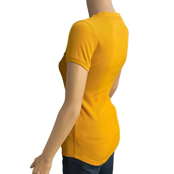 Y2K Aeropostale Logo Henley Tshirt Medium Short Sleeve Ribbed Knit Slim Fit - Picture 3 of 9